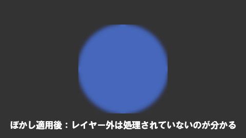 ぼかし適用後：レイヤー外は処理されていない