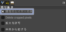 切り抜きツールのツールオプション「現在のレイヤーのみ」