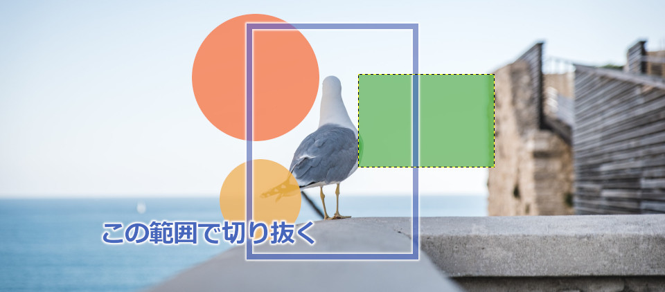 「選択範囲で切り抜き」で透明部分を残さずに切り取る例